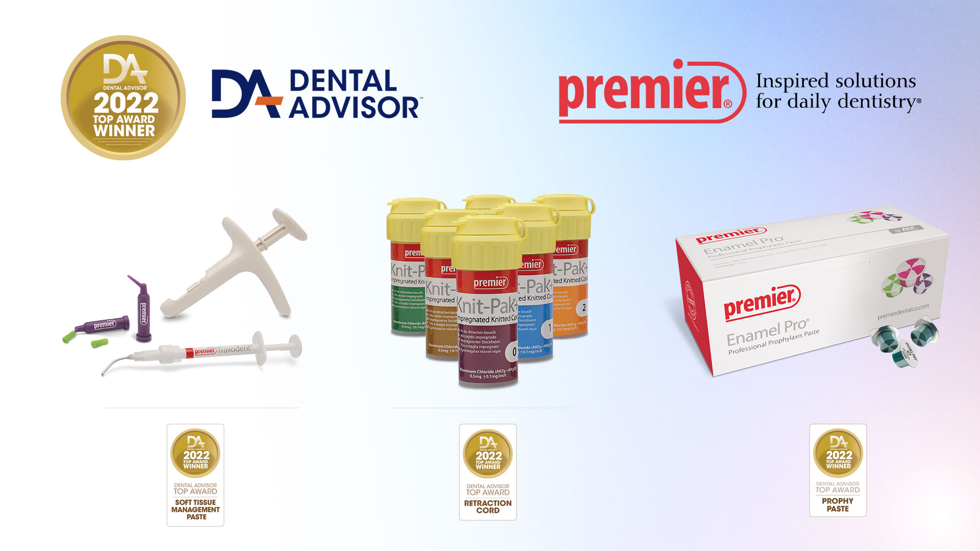 Dental Advisor Top Award Winners: Traxodent, Knit-Pak, and Enamel Pro