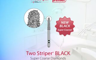 Two Striper BLACK Super Coarse Ultra-Premium Diamond Burs distributed by Premier Dental