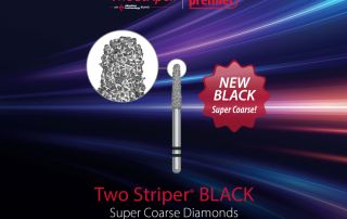 Two Striper BLACK Super Coarse Ultra-Premium Diamond Burs distributed by Premier Dental