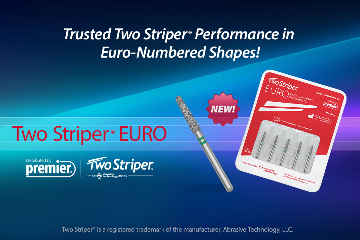 new! Two Striper® EURO Diamond Burs from Premier Dental.